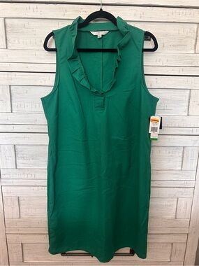 Signature by Robbie Bee Green Ruffle-Trim Midi Dress